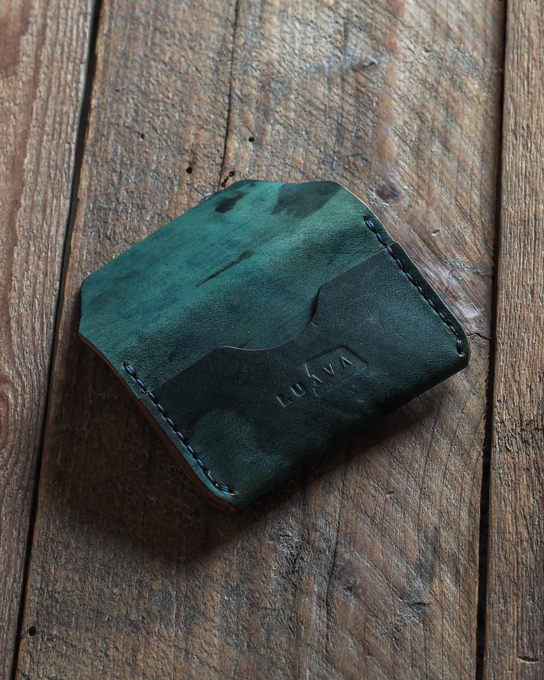 Horween shell cordovan reversed leather wallet gofer back