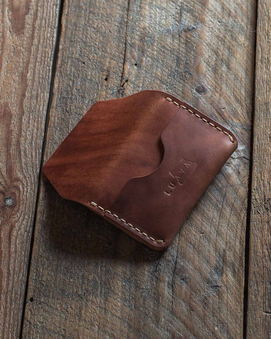 Luava handmade leather wallet Gofer shell cordovan back