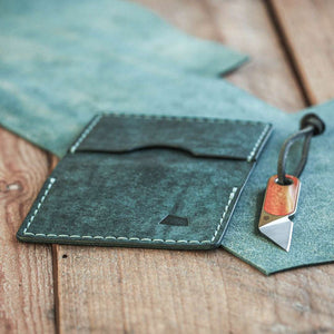 Luava handmade leather bi-fold wallet journeyman aqua