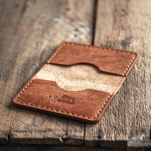 Luava handmade leather bi-fold wallet journeyman cognac inside