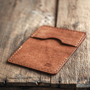 Luava handmade leather bi-fold wallet journeyman cognac back