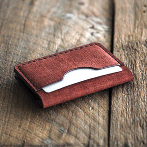 Luava handmade leather bi-fold wallet for men and women. Limited edition Fabric burgundy Journeyman Wallet. back pocket