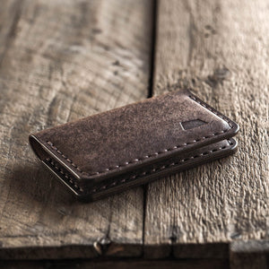 Luava handmade leather bi-fold wallet journeyman tabacco closed