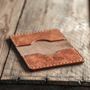 Luava handmade leather bi-fold wallet journeyman bark interior