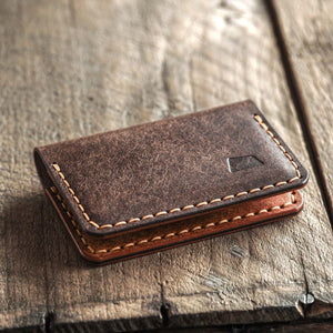 Luava handmade leather bi-fold wallet journeyman bark closed
