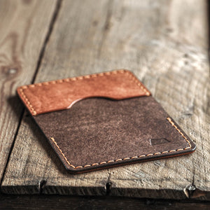 Luava handmade leather bi-fold wallet journeyman bark open
