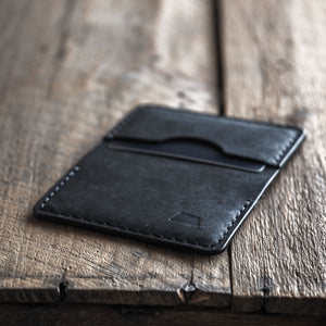 Luava handmade leather bi-fold wallet journeyman black open