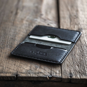 Luava handmade leather bi-fold wallet journeyman black open inside