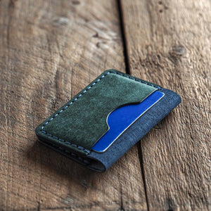 Luava handmade leather bifold wallet for men. Color blue back