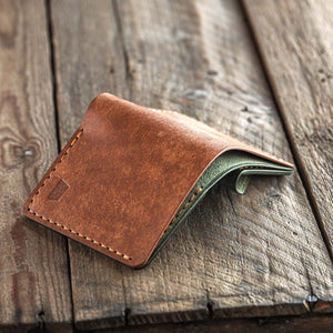 Luava handmade leather bifold wallet Koloss exterior in color combo Branch