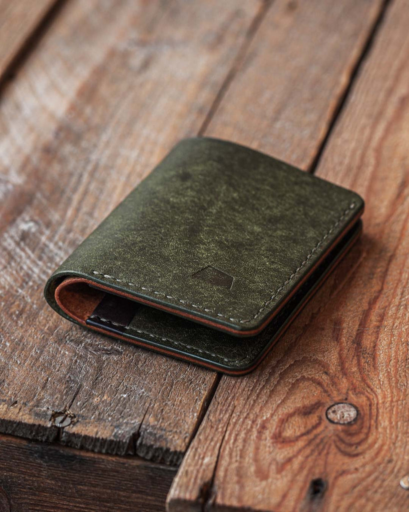 Handmade leather bi-fold wallet for men