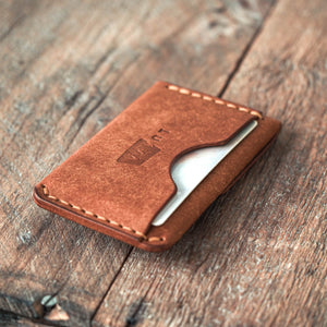 Luava handmade leather wallet messenger back closed in use