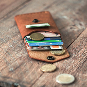 Luava handmade leather wallet messenger front open in use