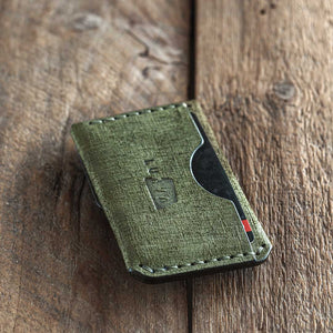 Luava handmade leather wallet Messenger Wallet Fabric Olive Limited edition back