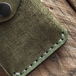 Luava handmade leather wallet Messenger Wallet Fabric Olive Limited edition detail