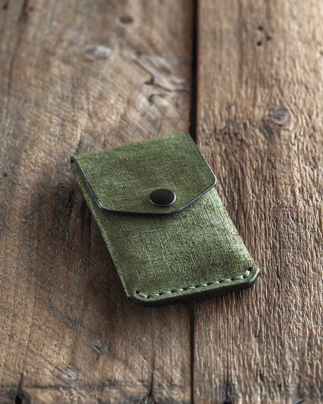 Luava handmade leather wallet Messenger Wallet Fabric Olive Limited edition front