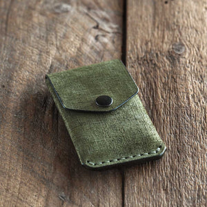 Luava handmade leather wallet Messenger Wallet Fabric Olive Limited edition front