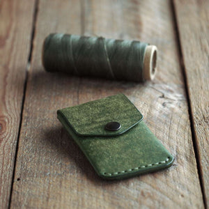 Handmade leather wallet messenger pine front