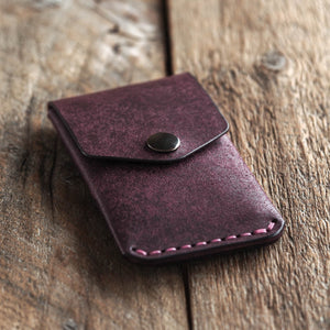 Luava handmade leather wallet messenger limited edition purple front