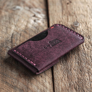 Luava handmade leather wallet messenger limited edition purple back