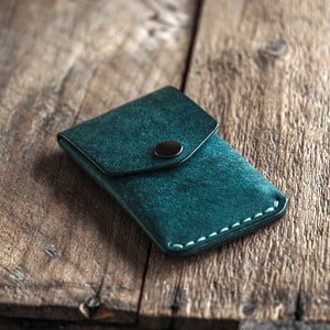 Luava handmade leather wallet messenger coin pouch limited edition turquoise front