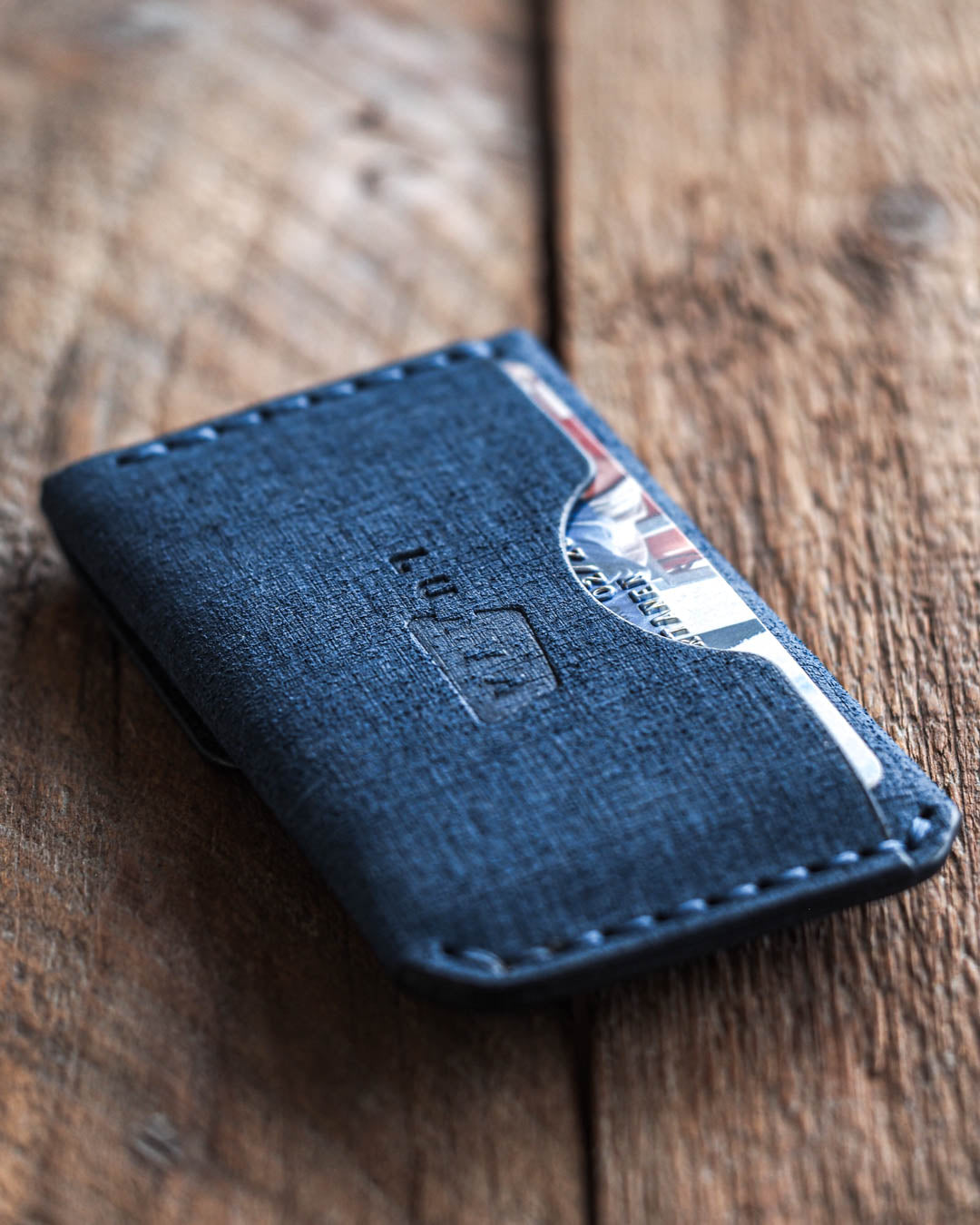 Messenger Wallet Fabric. handmade leather wallet back