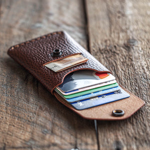 Messenger Wallet Dollaro limited edition handmade leather wallet open in use