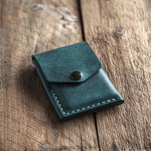 Luava handmade leather wallet Overfold aqua front