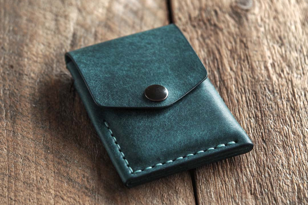 Handmade leather wallet for men in color blue