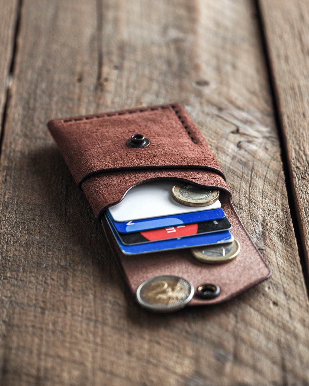 Luava handmade leather wallet Overfold Wallet Fabric Brown limited edition front open