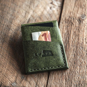 Luava handmade leather wallet Overfold pine back