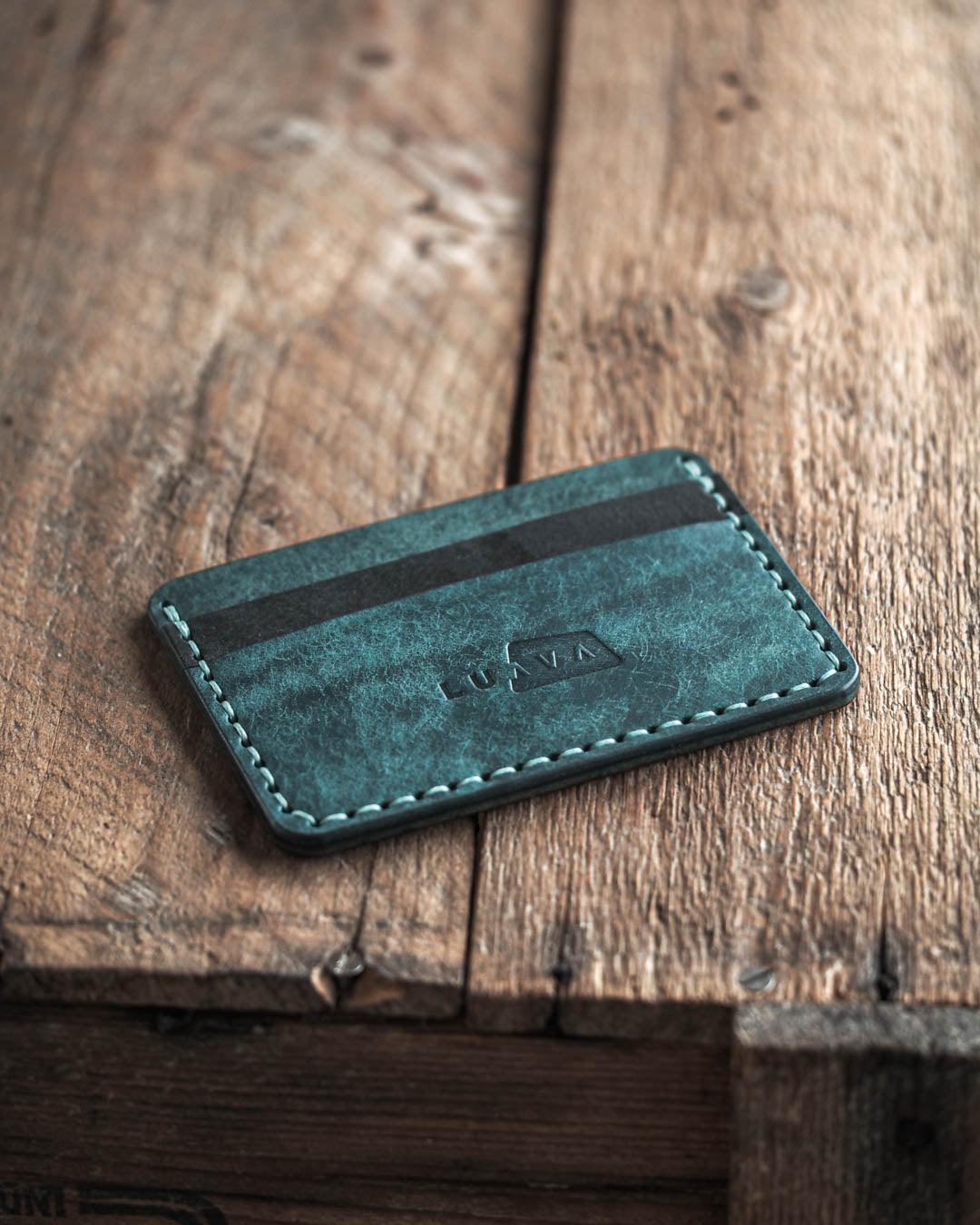 Luava handmade leather wallet proper abyss front