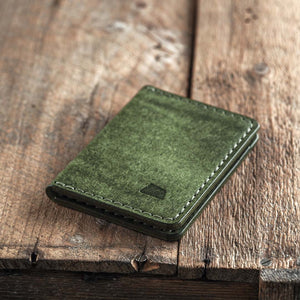 Luava handmade leather wallet ranch color pine green front