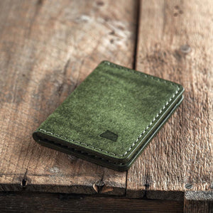Luava handmade leather wallet ranch color pine green front