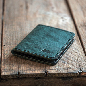 Handmade leather bi-fold wallet blaqua