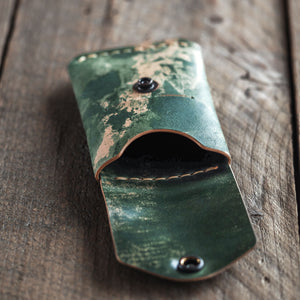 Luava limited edition Shell cordovan leather wallet for men and women - a front pocket wallet and a cardholder Messenger Wallet open
