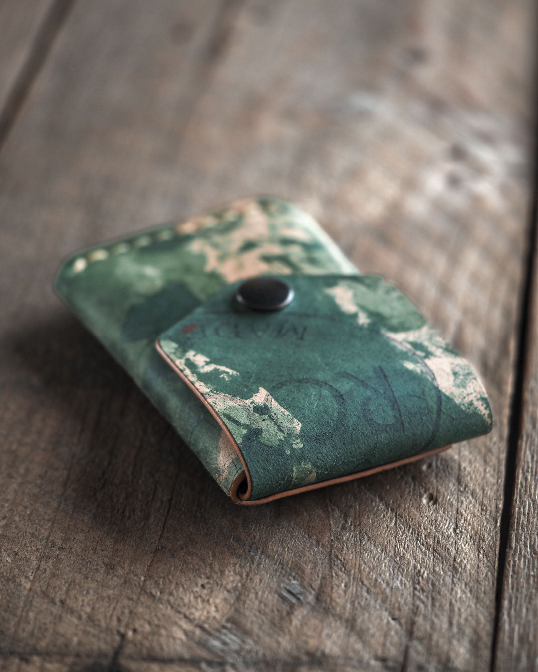Luava limited edition Shell cordovan leather wallet for men and women - a front pocket wallet and a cardholder Messenger Wallet angle