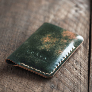 Luava limited edition Shell cordovan leather wallet for men and women - a front pocket wallet and a cardholder Crude Wallet front