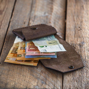 Luava handmade leather wallet Shilling cash wallet coin pouch color tabacco