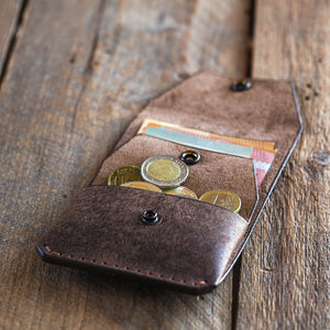 Luava handmade leather wallet Shilling cash wallet coin pouch color tabacco