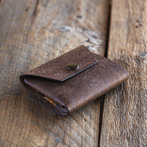 Luava handmade leather wallet Shilling cash wallet coin pouch color tabacco