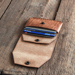 Luava handmade leather wallet Shilling cash wallet coin pouch color cognac