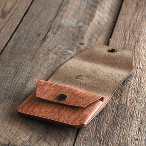 Luava handmade leather wallet Shilling cash wallet coin pouch color cognac