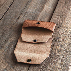 Luava handmade leather wallet Shilling cash wallet coin pouch color cognac