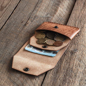 Luava handmade leather wallet Shilling cash wallet coin pouch color cognac