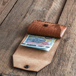 Luava handmade leather wallet Shilling cash wallet coin pouch color cognac
