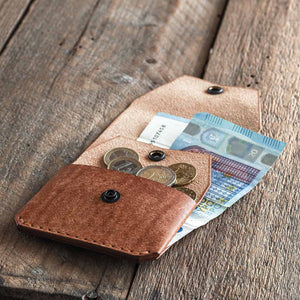 Luava handmade leather wallet Shilling cash wallet coin pouch color cognac