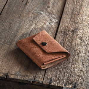 Luava handmade leather wallet Shilling cash wallet coin pouch color cognac