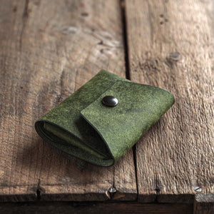 Luava handmade leather wallet Shilling cash wallet coin pouch color pine green