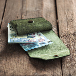 Luava handmade leather wallet Shilling cash wallet coin pouch color pine green